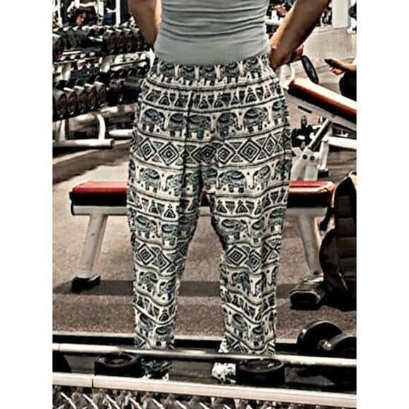 Young LA Ugly A** Pant Tribal Elephants Ivory Navy Thai Exercise Lifting Joggers - Picture 7 of 12